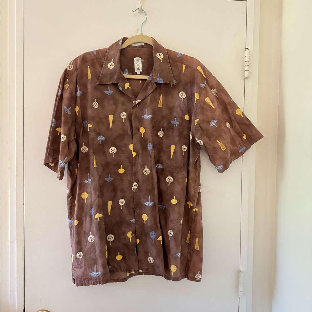 Vintage Burma Bibas Brown Patterned Men's Shirt